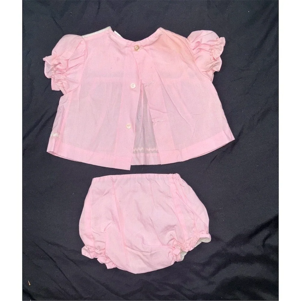 Carriage Boutique Cradle Togs Cats Baby Girls Pink Dress Top‎ Bloomers 60's 70's